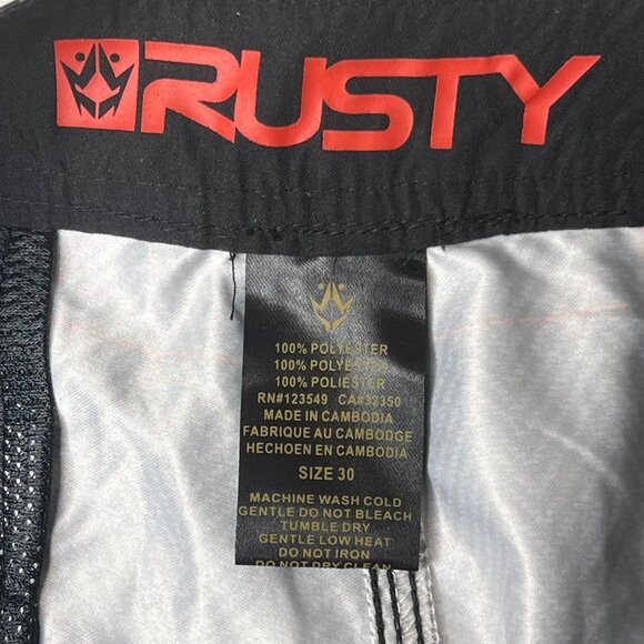 Rusty Mens Gray & Red Checkered Board Shorts Size 30 Pockets NWT Comfortable - Picture 9 of 16